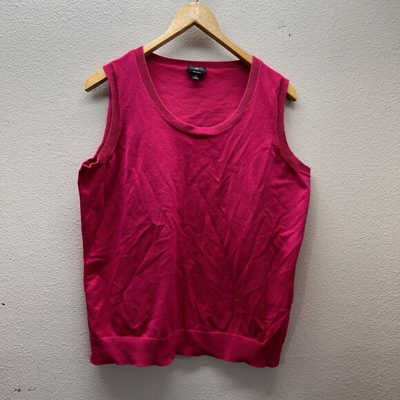 Talbots Plus Size 1X Pink Soft Pima Cotton Blend Scoop Neck Tank Top - Picture 1 of 5